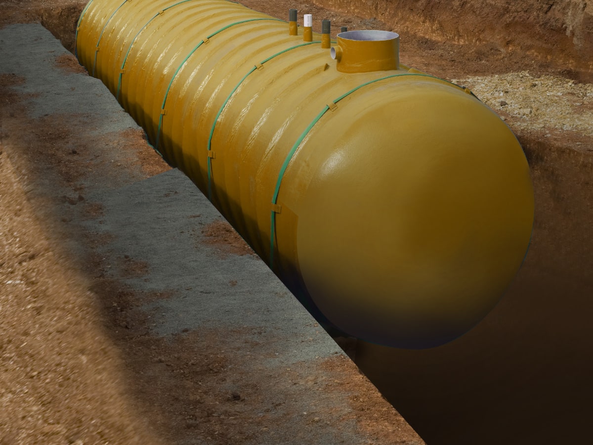 Illustration de l’ancrage d’une conduite souterraine avec le système d’ancrage au sol Platipus