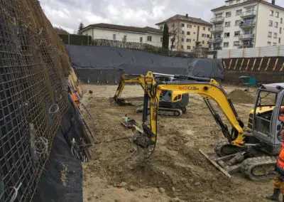 Travaux d’ancrage temporaire d'une fouille d'excavation à Villars-sur-Glâne